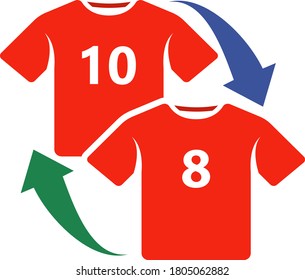 Soccer Replace Icon. Flat Color Design. Vector Illustration.