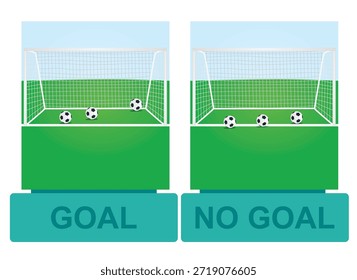 Fútbol regla de gol o no gol. Vector