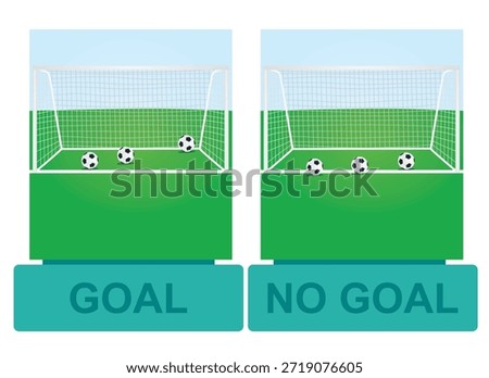 Soccer rule of goal or no goal. vector