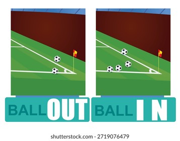 Regla de fútbol de entrada o salida de pelota. Vector