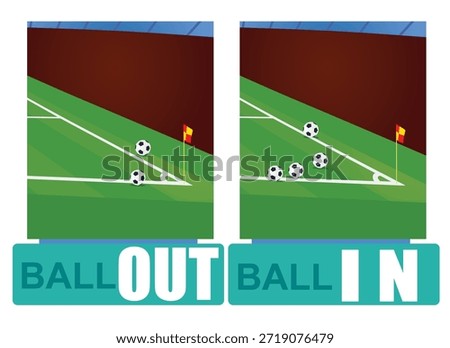 Soccer rule of in or out ball. vector