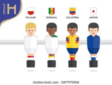 Soccer Rusia World championship group H. Vector country players. World football cup. Nations info graphic.