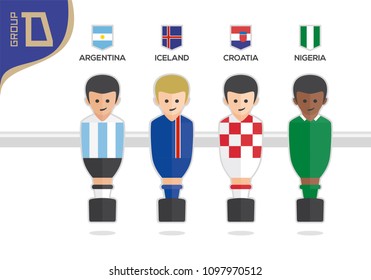 Soccer Rusia World championship group D. Vector country players. World football cup. Nations info graphic.