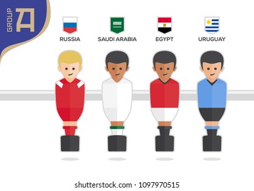 Soccer Rusia World championship group A. Vector country players. World football cup. Nations info graphic.