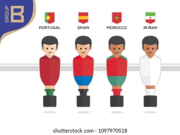 Soccer Rusia World championship group B. Vector country players. World football cup. Nations info graphic.