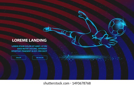 Soccer save from the goalkeeper. Vector Sport Background for Landing Page Template.