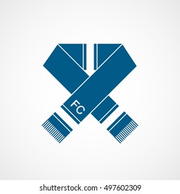 Soccer Scarf Blue Flat Icon On White Background