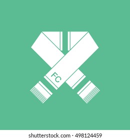 Soccer Scarf Flat Icon On Green Background