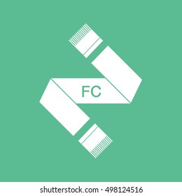 Soccer Scarf Flat Icon On Green Background