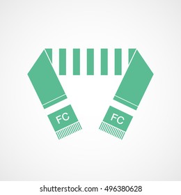 Soccer Scarf Green Flat Icon On White Background