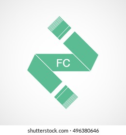 Soccer Scarf Green Flat Icon On White Background