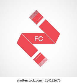 Soccer Scarf Red Flat Icon On White Background