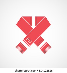 Soccer Scarf Red Flat Icon On White Background