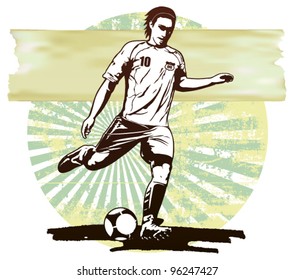 soccer scene with player and grunge background
