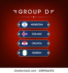Soccer schedule table template with flags, vector illustration