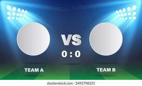 Soccer scoreboard background big match team template design for web or social media.