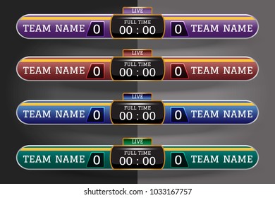 Soccer scoreboard Digital Screen Graphic Template for Broadcasting of soccer, football or futsal. illustration vector design template for soccer league match. EPS10 vector file design