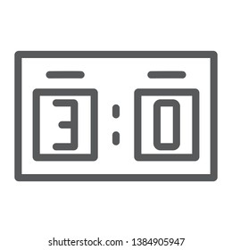 Soccer scoreboard line icon, sport and football, score sign, vector graphics, a linear pattern on a white background, eps 10.