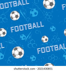 Fußball-nahtloses Muster für Jungen. Fußball, Text und Grunge Textur.