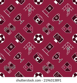 Soccer seamless pattern. Football line icons. Soccer cup stylish graphic design. Sport vector background for banner, wrapping, website, wallpaper etc.