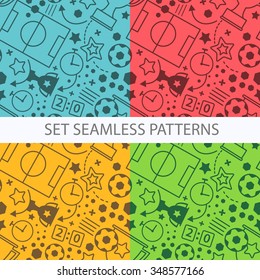 Soccer seamless pattern set. Sport vector background.