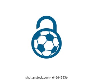 Soccer Security Lock Icon Logo Design Element