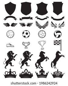 Soccer set of black emblems, badges, labels or logo templates Creation Kit