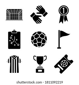 soccer set icon of glyph style  vector illustration design