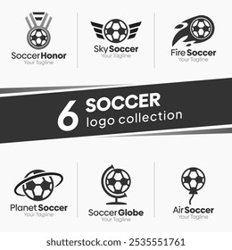 Vorlagensatz für Fußball-Shape-Logo. Gut für Unternehmen, Agentur, Gemeinschaft und Organisation