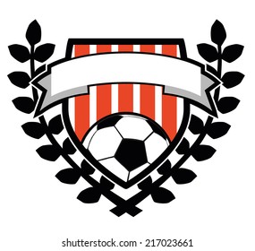 Soccer shield emblem with leaf vector