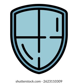 Ícone do escudo de futebol. Contorno do escudo de futebol ícone do vetor cor plana isolado
