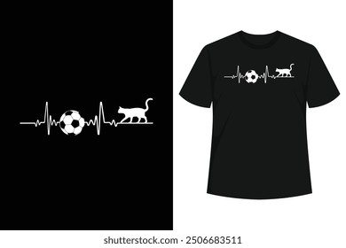 Camiseta de fútbol para todos los amantes de los gatos. Si te gustan los gatos y el fútbol esta divertida camiseta de fútbol gato latido del corazón es para ti. Camiseta divertida del jugador de fútbol para  