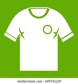 Soccer shirt icon white isolated on green background. Vector illustration