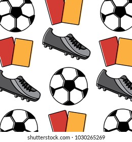 soccer shoe ball cards seamless pattern