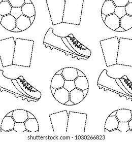 soccer shoe ball cards seamless pattern