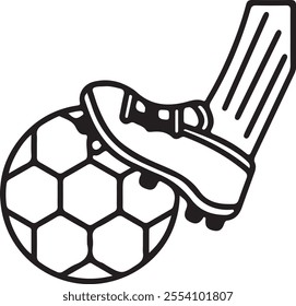 A soccer shoe and soccer ball are shown on 