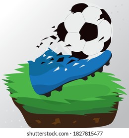 Soccer shoe with a soccer ball - Vector illsutration