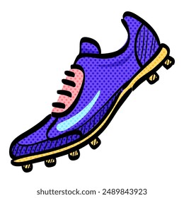 Soccer Shoe halftone icon hand drawn color vector illustration