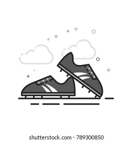 Soccer Shoe icon in flat outlined grayscale style. Vector illustration.