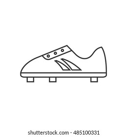 Soccer Shoe icon in thin outline style. Sport football foot protection