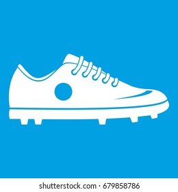 Soccer shoe icon white isolated on blue background vector illustration