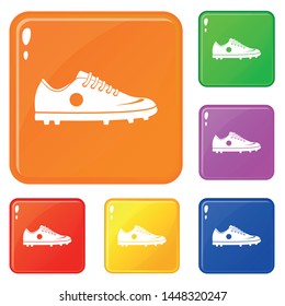 Soccer shoe icons set collection vector 6 color isolated on white background