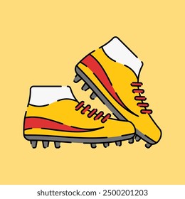 Ilustración del zapato de fútbol aislado sobre fondo amarillo