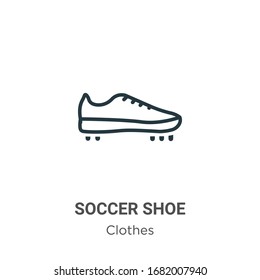 Fußball-Schuh Umriss Vektorillustration Symbol. Dünne schwarze Fußballschuhsymbol, einfache flache Vektorillustration-Elementgrafik aus bearbeitbarem Kleidungskonzept einzeln auf weißem Hintergrund