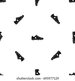 Soccer shoe pattern repeat seamless in black color for any design. Vector geometric illustration