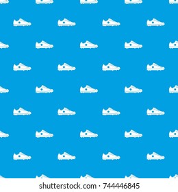 Soccer shoe pattern repeat seamless in blue color for any design. Vector geometric illustration