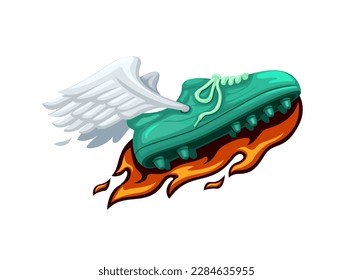 Soccer Shoes Fire with Fly Wing Mascot Logo Symbol cartoon illustration vector