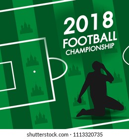 Soccer silhouette russia 2018 football cup   green field
