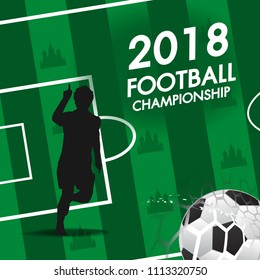 Soccer silhouette russia 2018 football cup   green field