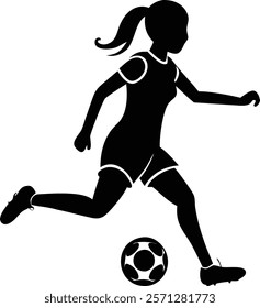 Soccer Silhouette Vector: Female Player on the Field